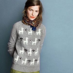 J.Crew Llama jewel embellished wool sweater